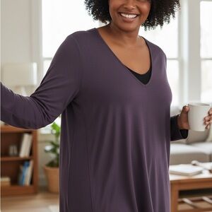 Notations Women's Deep Purple Long Sleeve Tunic